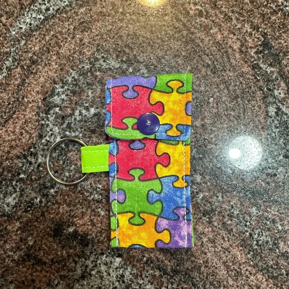Handmade lip balm holder keychain- puzzle pieces